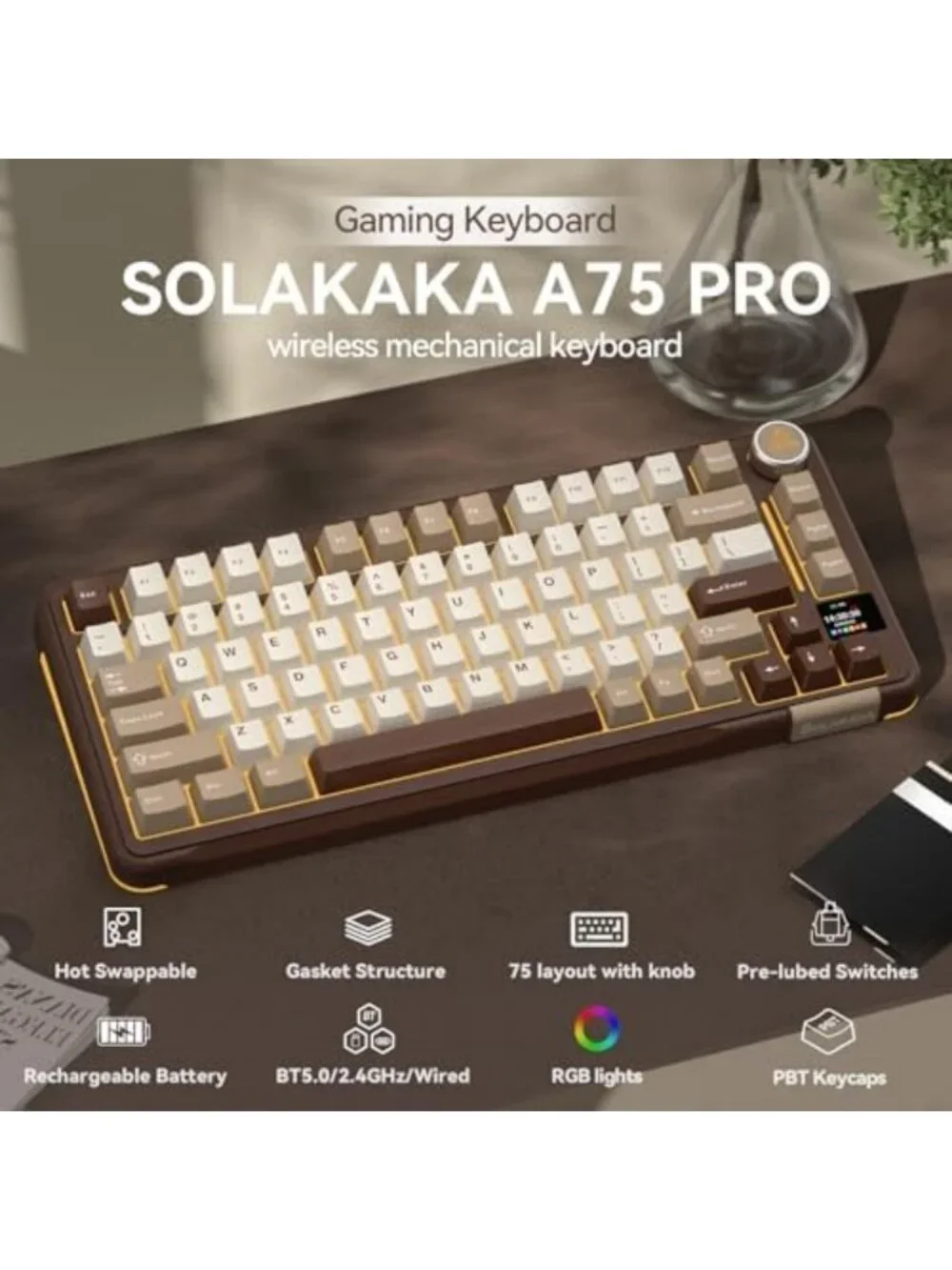 75% Wireless Mechanical Keyboard - Hot Swappable, RGB Backlit, Gasket Design